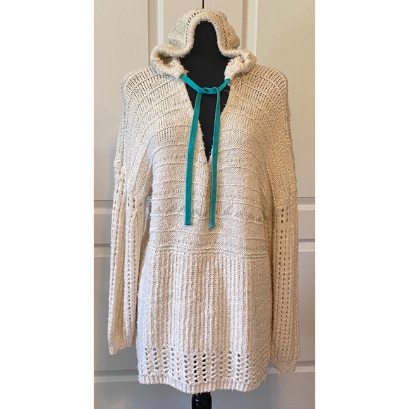 Free People Sweaters - Free People Women’s Open Knit Oversized Pullover Hooded Sweater Size Medium